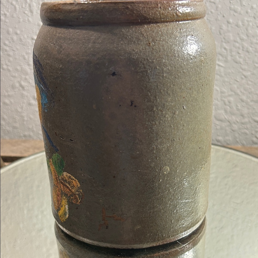 Vintage Crock with Handmade Mushroom Artistic Design Cottage Core - Picture 3 of 13